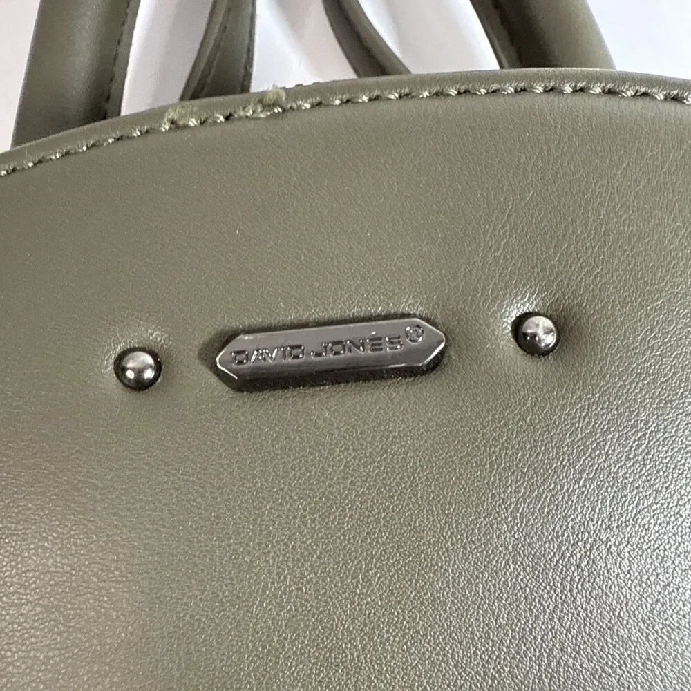 DAVID‎ JONES Paris Backpack Green Fold Over Snap Closure Handbag - Preowned